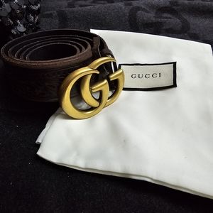 Authentic Gucci GG Marmont belt brown vintage antique design